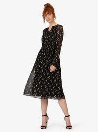 APART Midi-Kleid mit allover bedruckt in Midi Länge | schwarz-multicolor