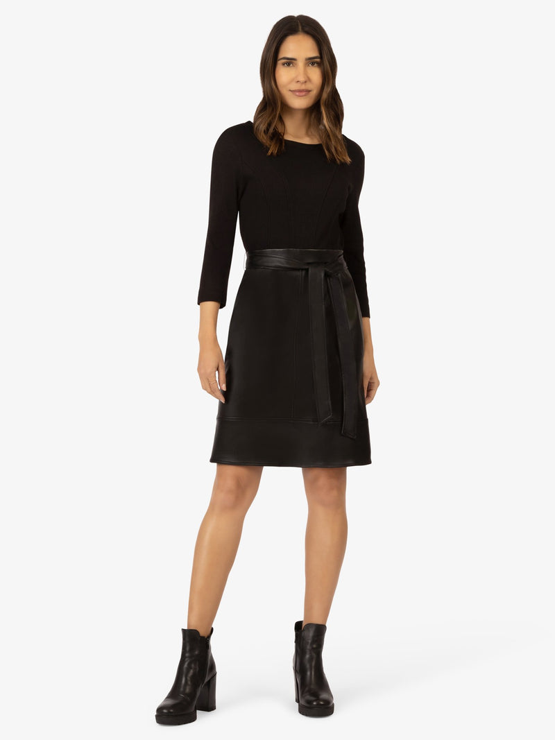 APART Kleid  im Matrialmix aus Jersey und Kunstleder | schwarz