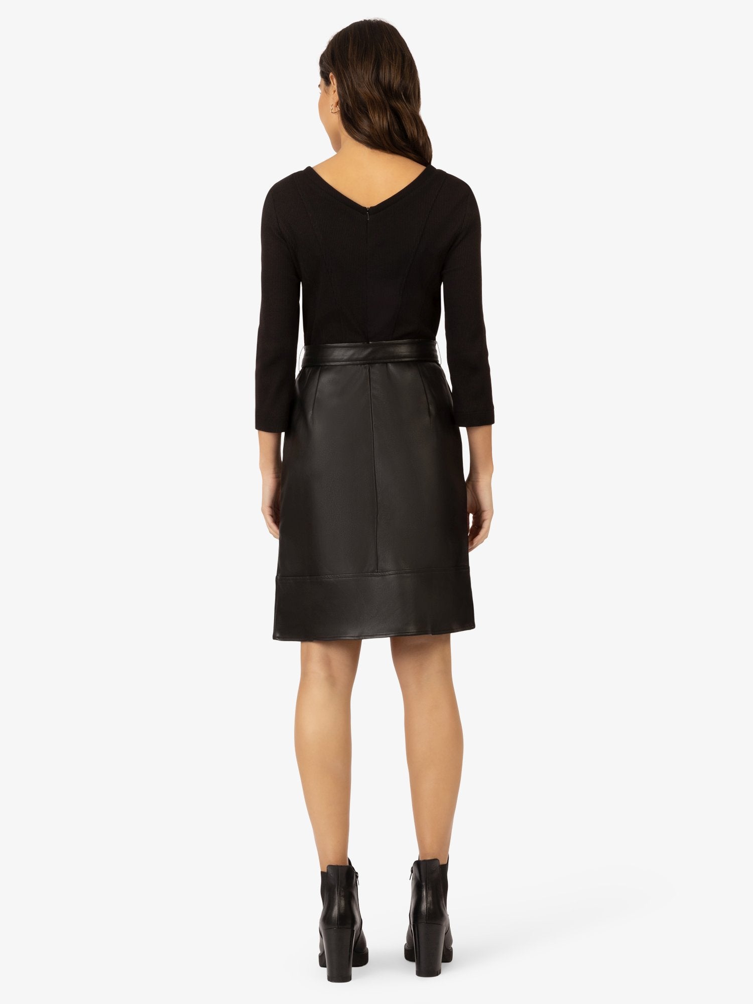 APART Kleid  im Matrialmix aus Jersey und Kunstleder | schwarz