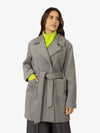 APART Mantel aus einer Streichgarn Wollmischung mit breitem Reverskragen | grau melange