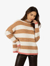 APART Oversized Pullover mit eingestrickten Streifen | creme-camel