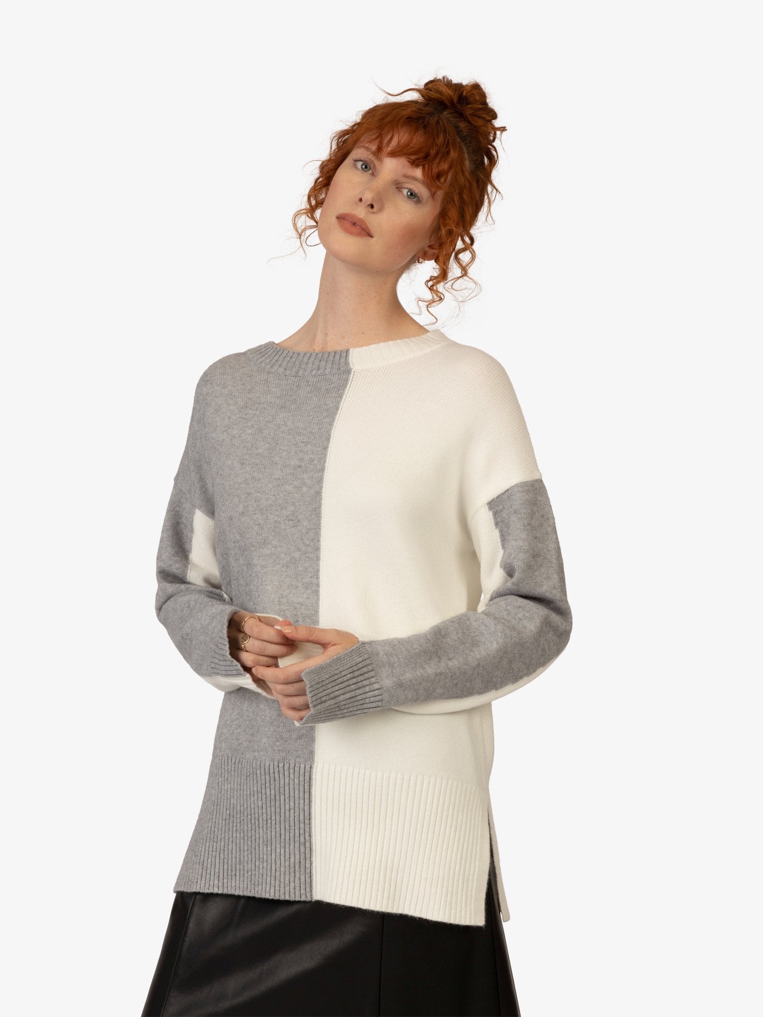 APART Pullover aus einer weichen Viskosemischung | creme-grau