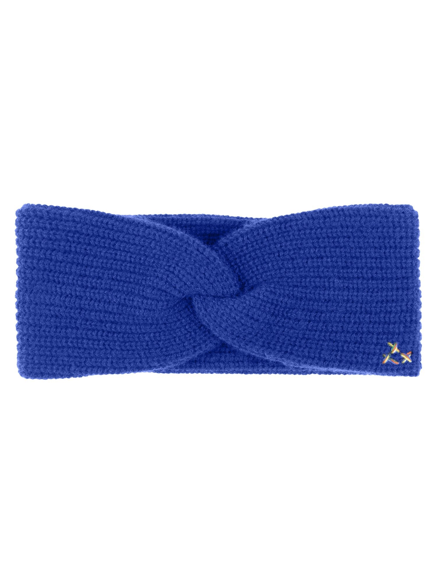 RAINBOW CASHMERE Gestricktes Stirnband mit attraktivem einfarbigem Design | königsblau