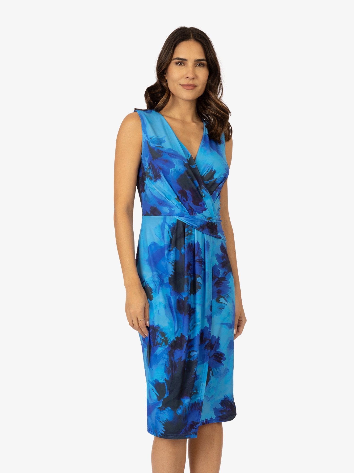 APART Jerseykleid mit Drapierung an der Taille vorne | blau-multicolor