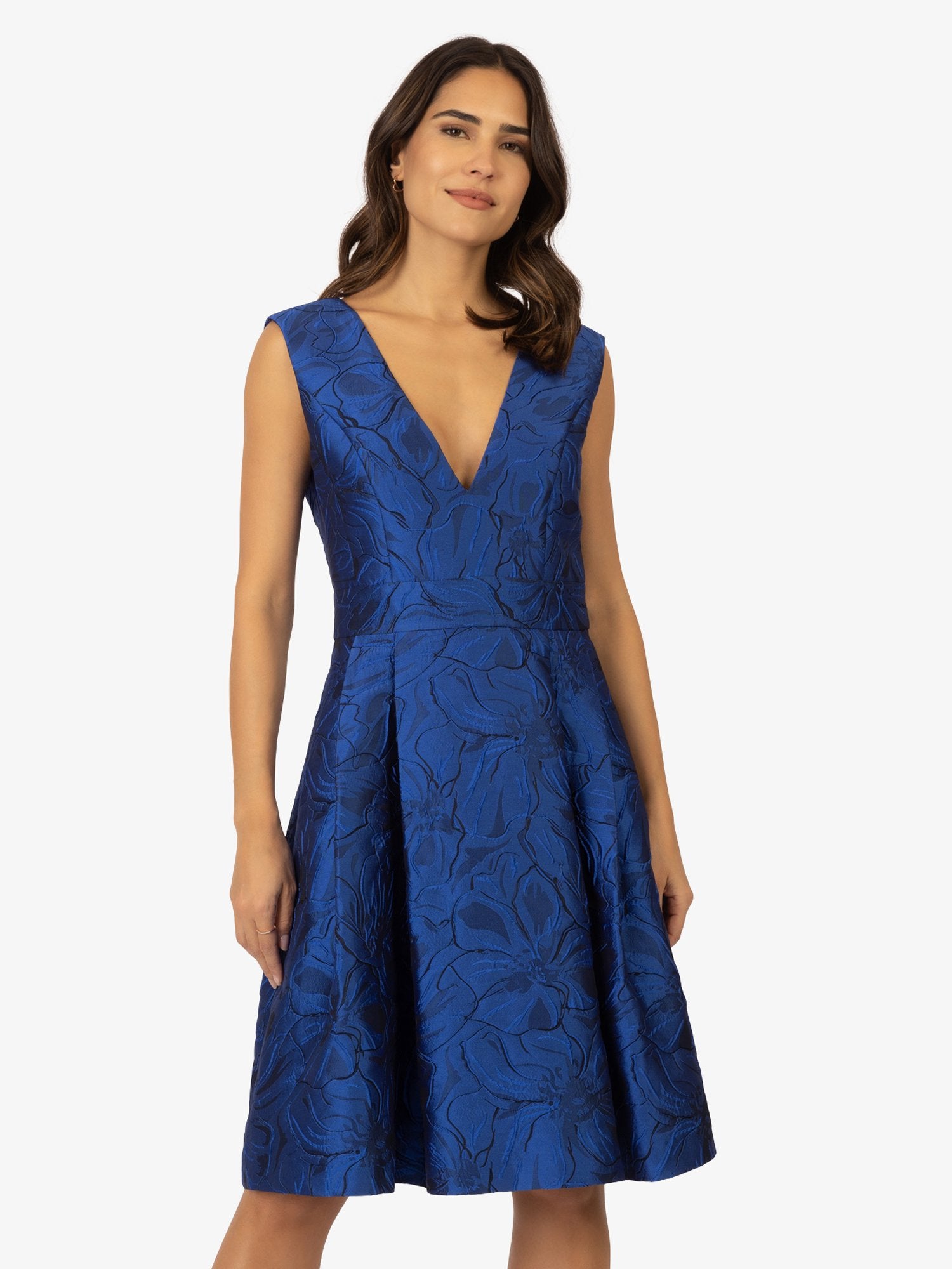 APART Jacquard Kleid mit eingelegten Falten | royalblau