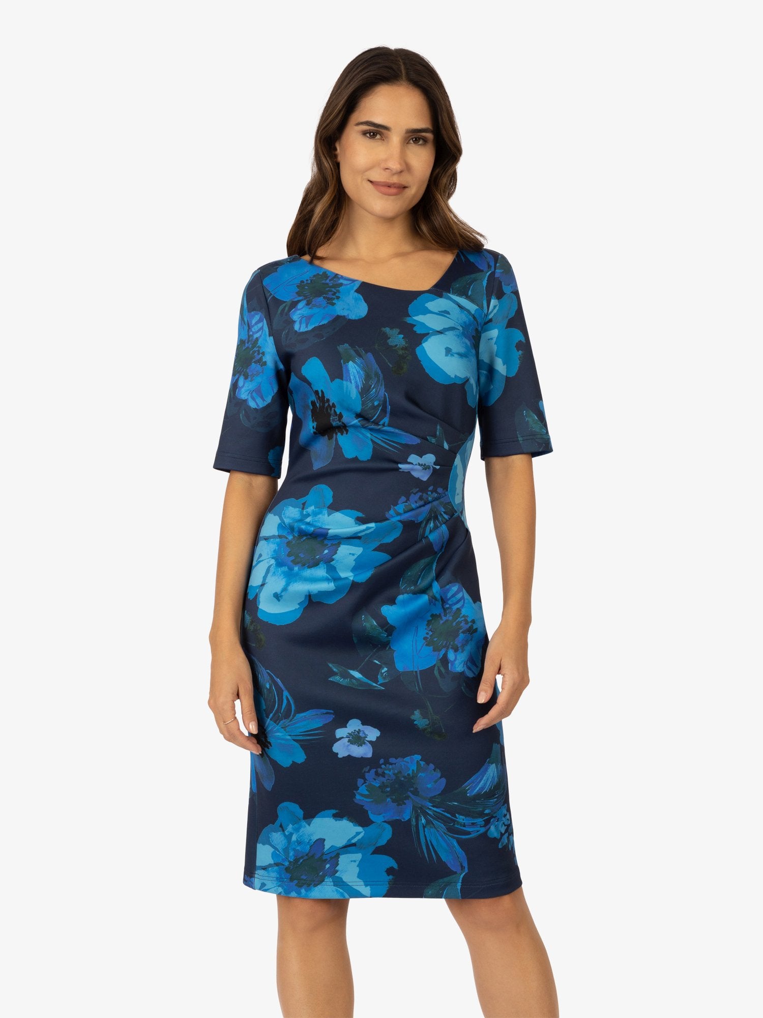 APART Jerseykleid mit asymmetrischem Ausschnitt | navy-multicolor