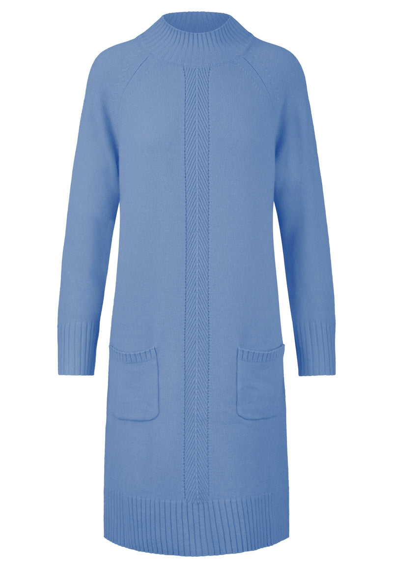 RAINBOW CASHMERE Strick-Kleid lange, gerade Form | blau
