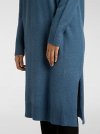APART Strickkleid, Kleider mit Rollkragen, Strick, lange Kleider, gerade Form, Kaschmir-An | blau