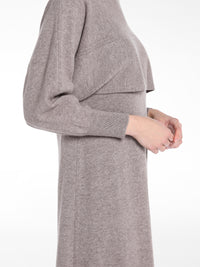 APART trendiges Kleid, Strickkleid, 2-in-1-Look, Oberteil in Cape-Optik, seitlich geschlit | taupe
