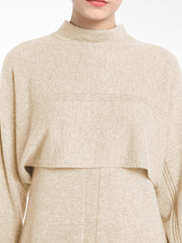 APART trendiges Kleid, Strickkleid, 2-in-1-Look, Oberteil in Cape-Optik, seitlich geschlit | beige