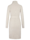 APART elegantes Kleid, Strick-Kleid, mit Kaschmir-Anteil, Wickel-Optik, Rollkragen | beige