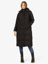APART warme Jacke, Steppjacke, Winterjacke, lange Form, Mantel, mit abnehmbarer Kapuze | schwarz
