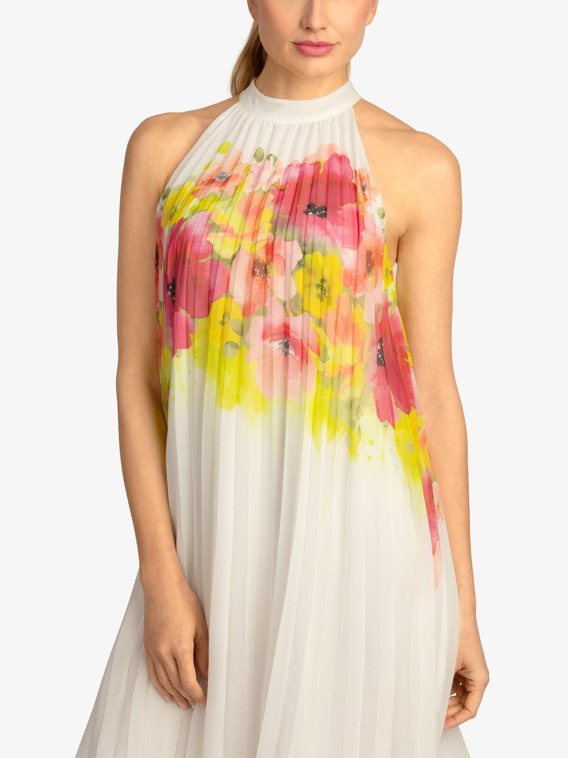APART Plisseekleid mit Blumendruck | creme-multicolor