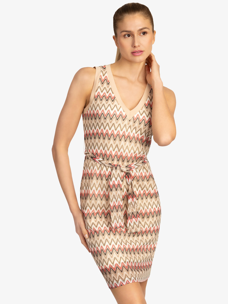 APART Sommerkleid mit Zickzack- Muster | creme-multicolor