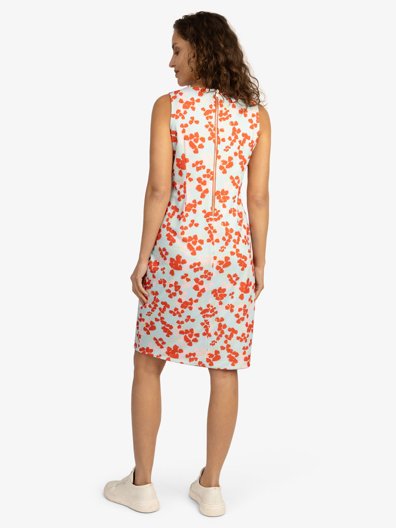 Mint & Mia Sommer Kleid aus hochwertigem Viskose Material mit Business Stil | korallenrot-multicolor