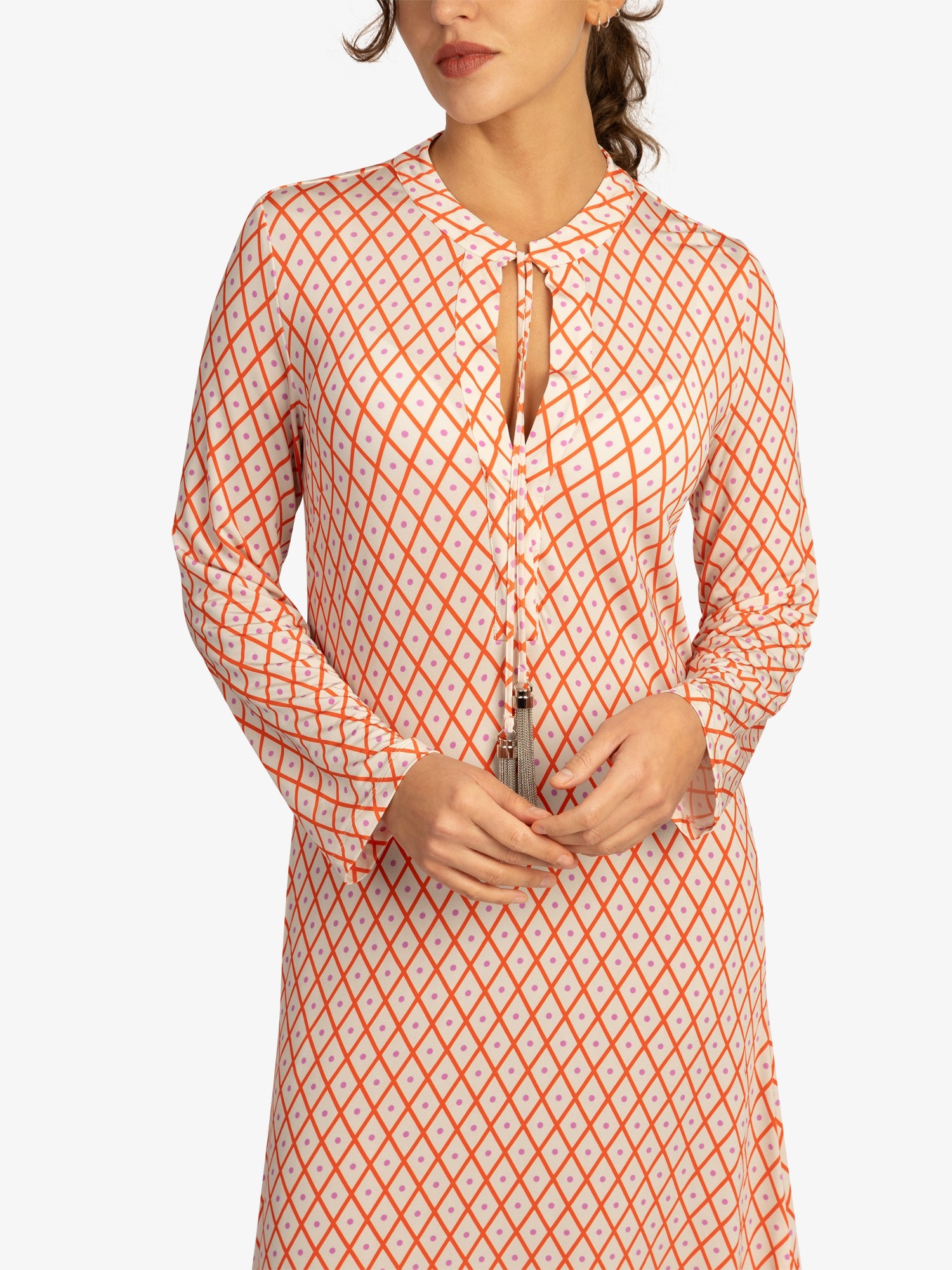 Mint & Mia Sommer Kleid aus hochwertigem Viskose Material mit Modisch Stil | korallenrot-multicolor