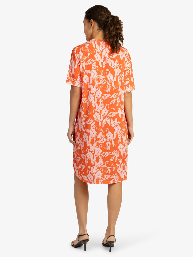 Mint & Mia Sommer Kleid aus hochwertigem Viskose Material mit Modisch Stil | korallenrot-rosa