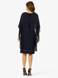 APART Jerseykleid mit Chiffoncape und mit Cloque- Effekt | nachtblau