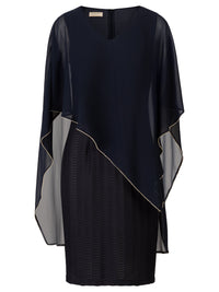 APART Jerseykleid mit Chiffoncape und mit Cloque- Effekt | nachtblau