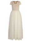 APART Hochzeitskleid im Materialmix aus 3-D Spitze und weichem Tüll | creme-nude