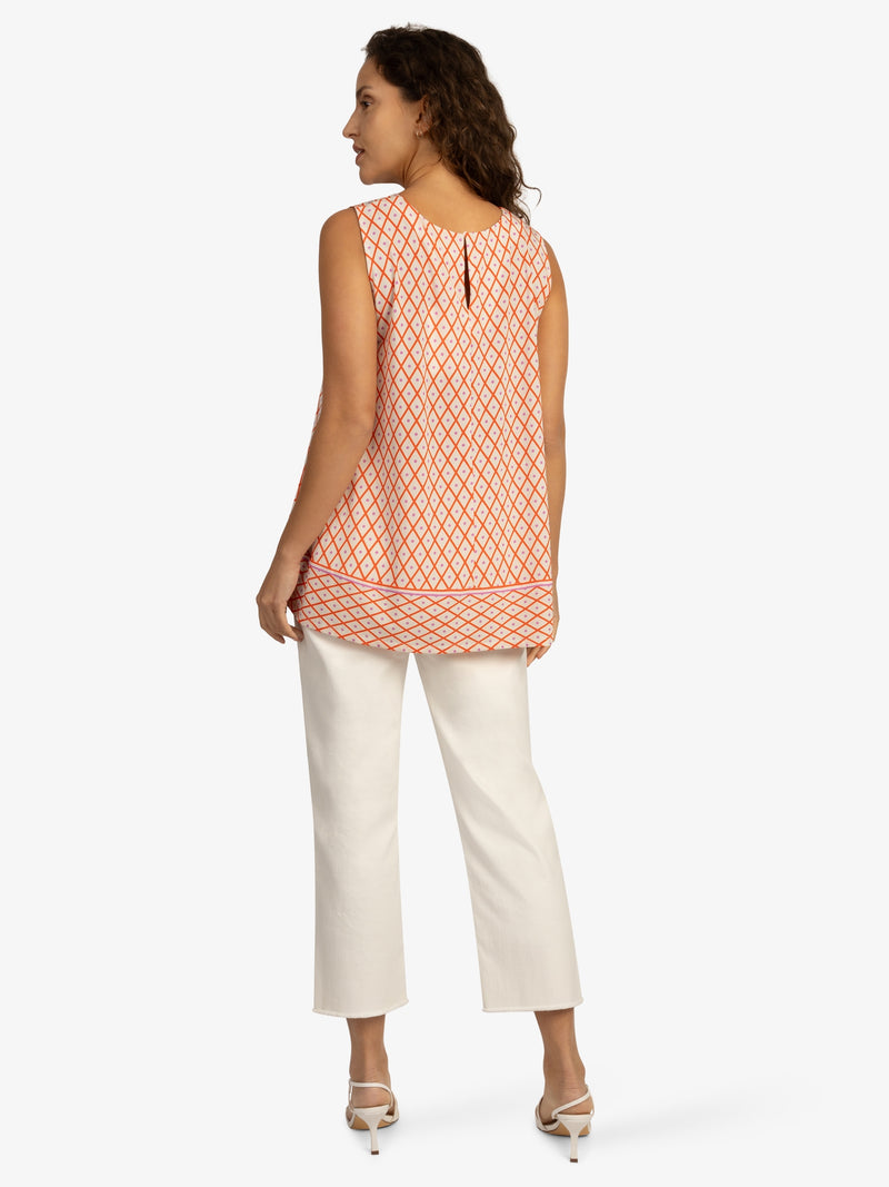 Mint & Mia Sommer Bluse Top aus hochwertigem Viskose Material mit Modisch Stil | korallenrot-multicolor