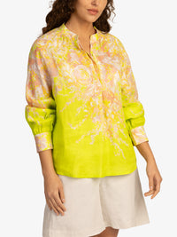 Mint & Mia Leinen Bluse aus hochwertigem Leinen Material mit Feminin Stil | lime-multicolor