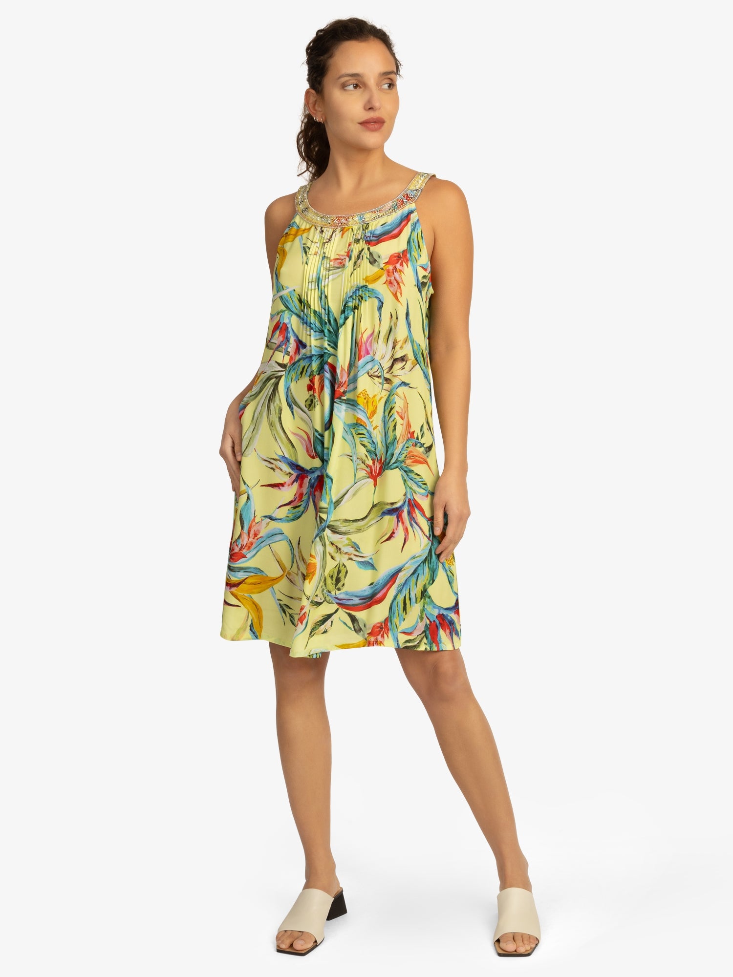 Mint & Mia Sommer Kleid aus hochwertigem Viskose Material mit Modisch Stil | lime-multicolor