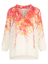 Mint & Mia Sommer Bluse aus hochwertigem Viskose Material mit Feminin Stil | weiß-multicolor