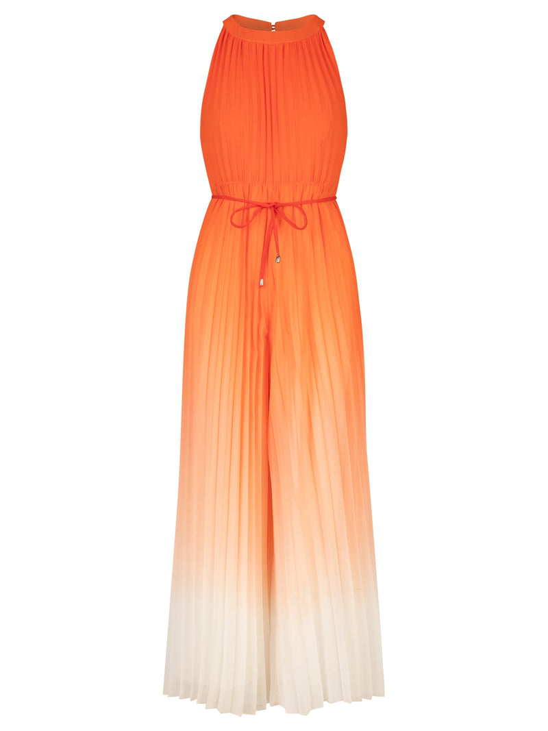 APART Overall mit Farbverlauf aus leicht körnigem, plissierten Chiffon | orange-creme