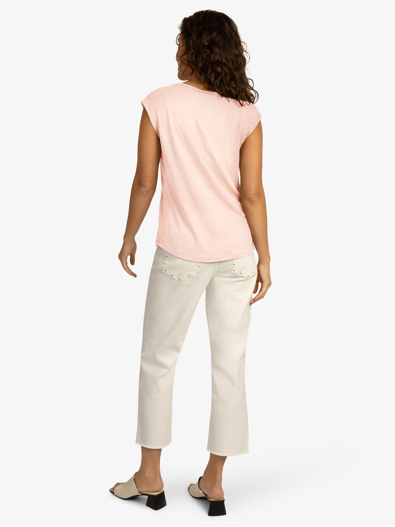 Mint & Mia Leinen T-Shirt aus hochwertigem Leinen Material mit V-Ausschnitt | rosa