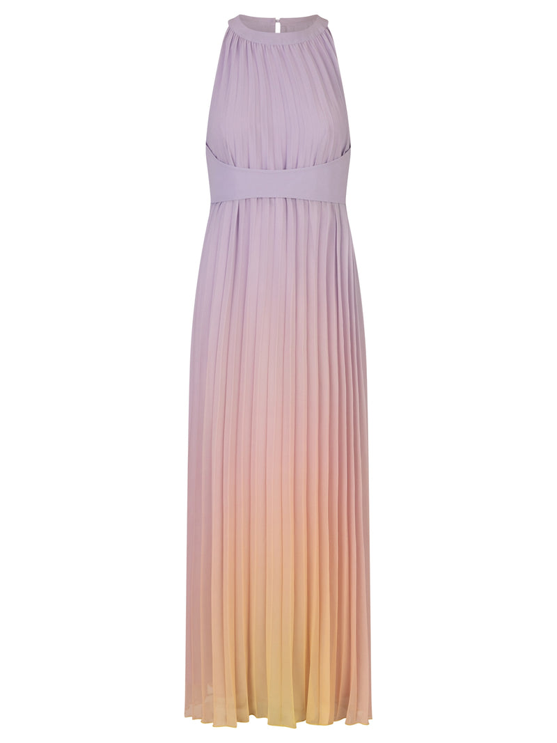 APART Abendkleid im Farbverlauf, aus leicht körnigem, plissiertem Chiffon | lila-multicolor