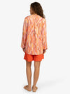 Mint & Mia Sommer Bluse aus hochwertigem Viskose Material mit Modisch Stil | korallenrot-multicolor