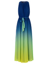 APART Chiffonkleid mit Farbverlauf von dunkelblau zu limette | blau-multicolor