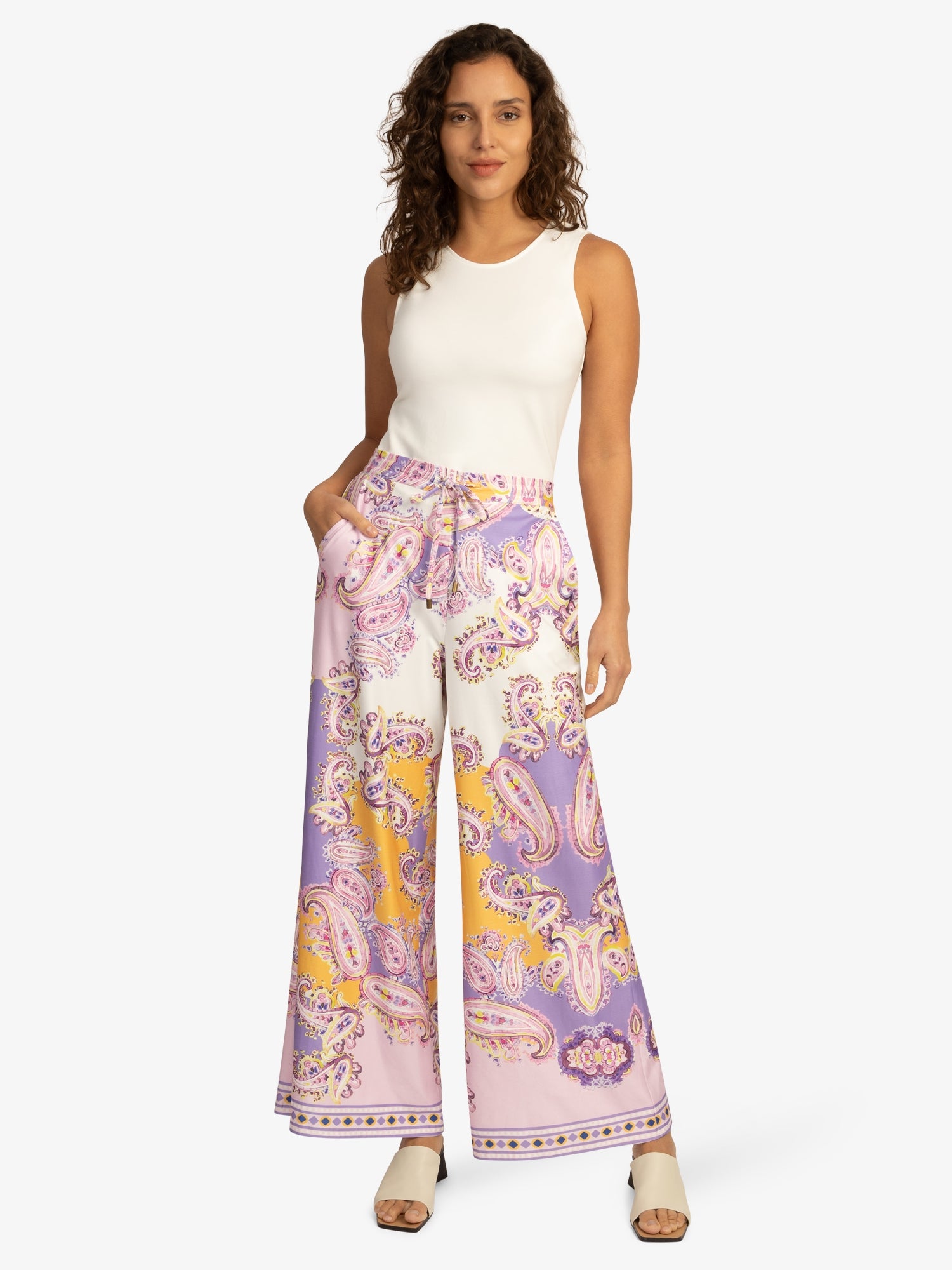 Mint & Mia Sommer Hose aus hochwertigem Polyester Material mit Modisch Stil | helllila-multicolor