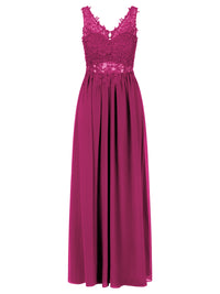 APART Abendkleid im Materialmix aus besticktem Mesh mit plastischer Spitze und Chiffon | pink