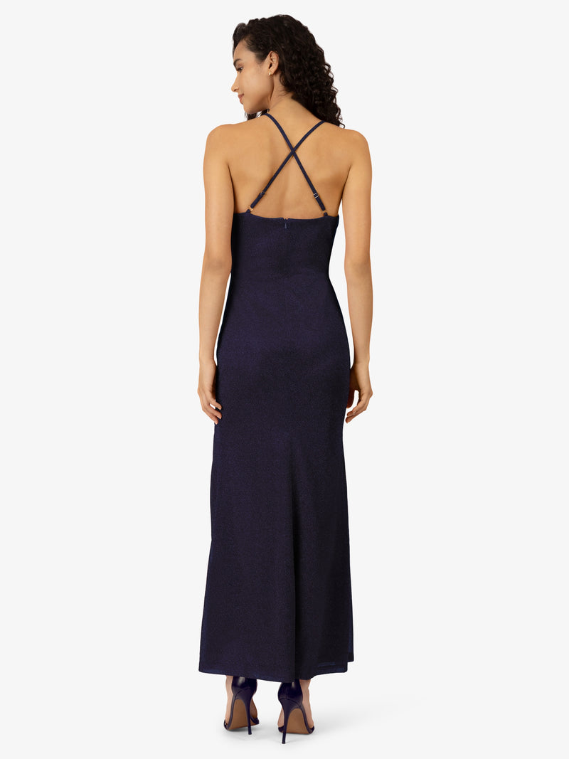 APART Abendkleid aus einer hochelastischen Jersey Ware mit Glitzereffekt | nachtblau
