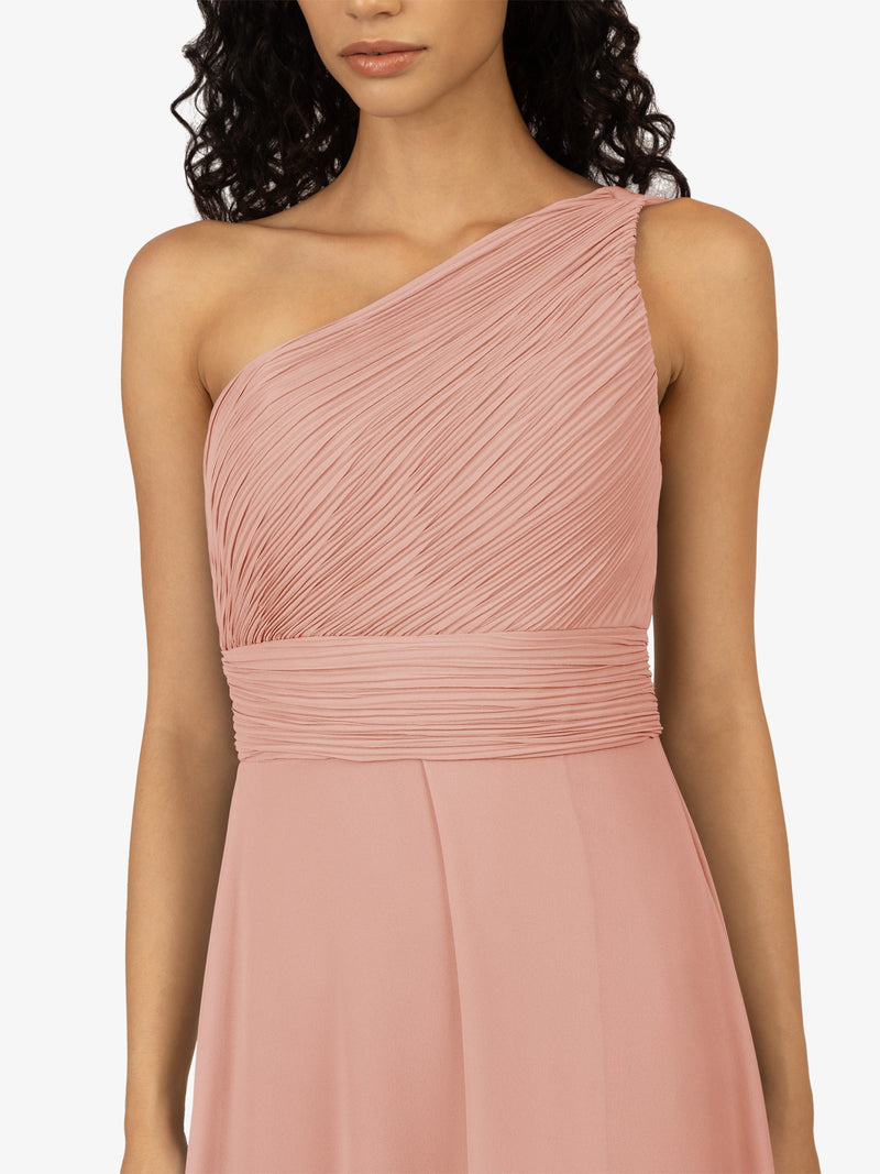 APART One-Shoulder Abendkleid mit Plissee- Drapierung vorne | rose