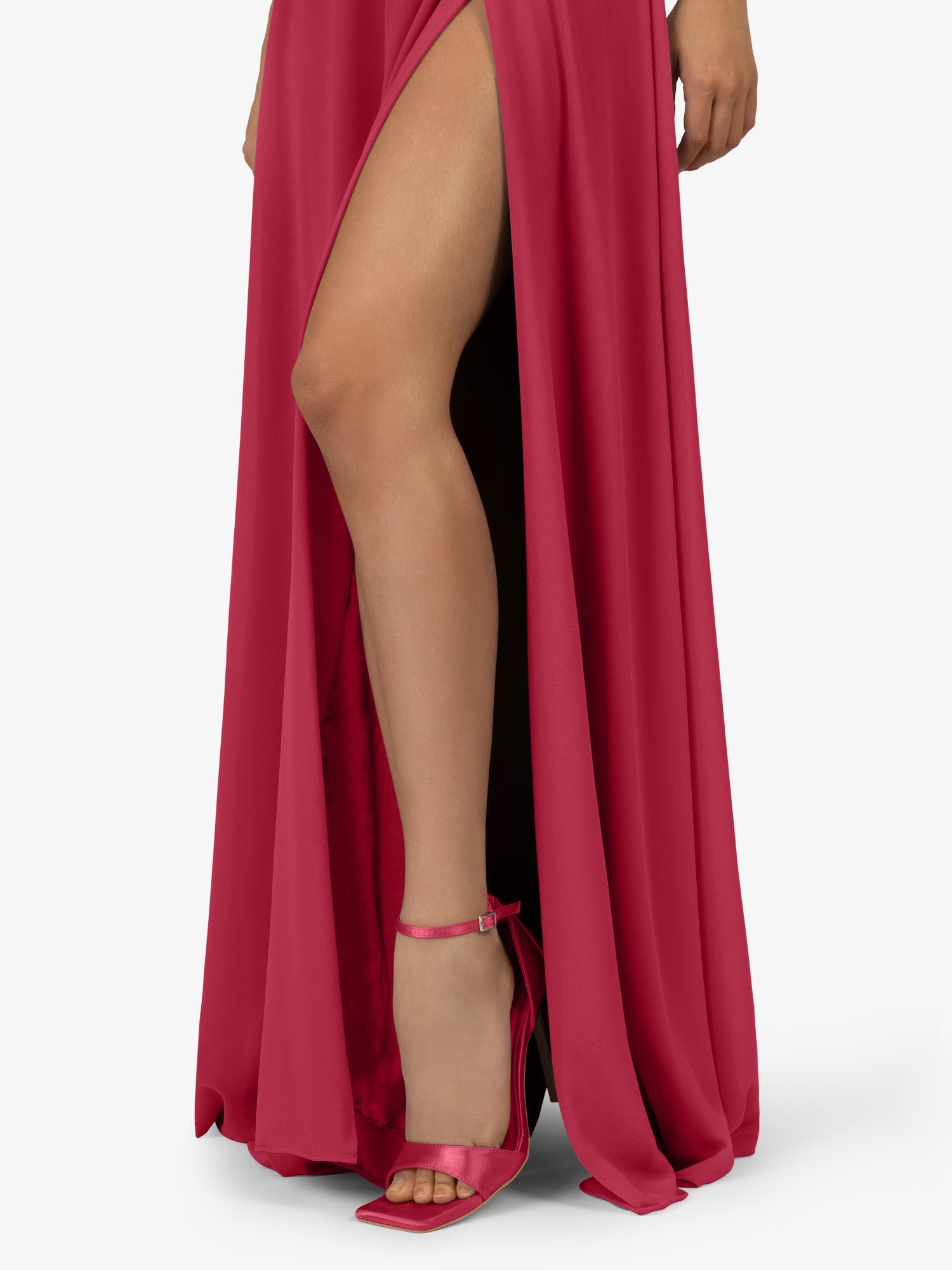 APART One-Shoulder Abendkleid mit Plissee- Drapierung vorne | pink