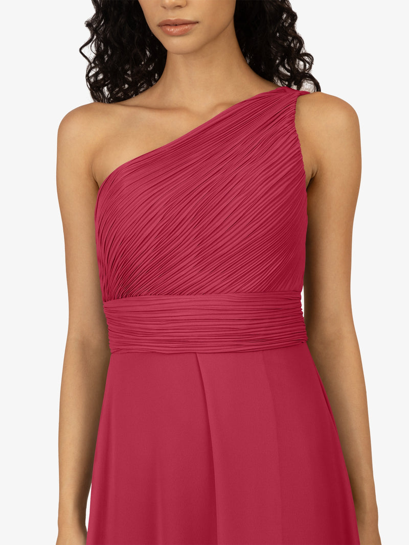 APART One-Shoulder Abendkleid mit Plissee- Drapierung vorne | pink