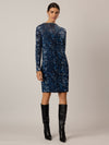 APART Pliessekleid mit allover bedruckt Mesh | nachtblau-multicolor