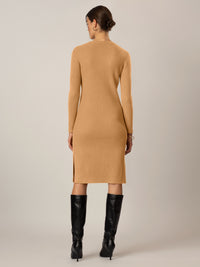APART Strickkleid im Rippenstrick aus einer soften Viskose- Mischung mit Kaschmir | cognac