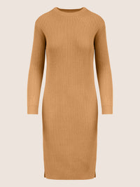 APART Strickkleid im Rippenstrick aus einer soften Viskose- Mischung mit Kaschmir | cognac
