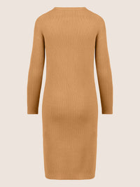 APART Strickkleid im Rippenstrick aus einer soften Viskose- Mischung mit Kaschmir | cognac