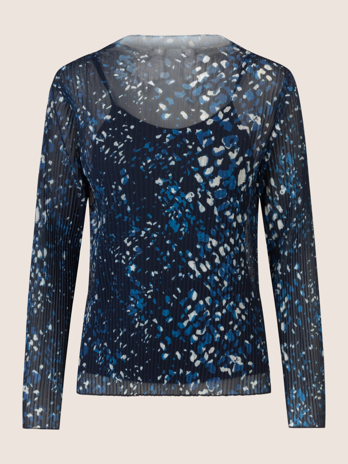 APART Plissee-Meshshirt mit Allover-Druck | nachtblau-multicolor