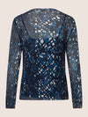 APART Plissee-Meshshirt mit Allover-Druck | nachtblau-multicolor