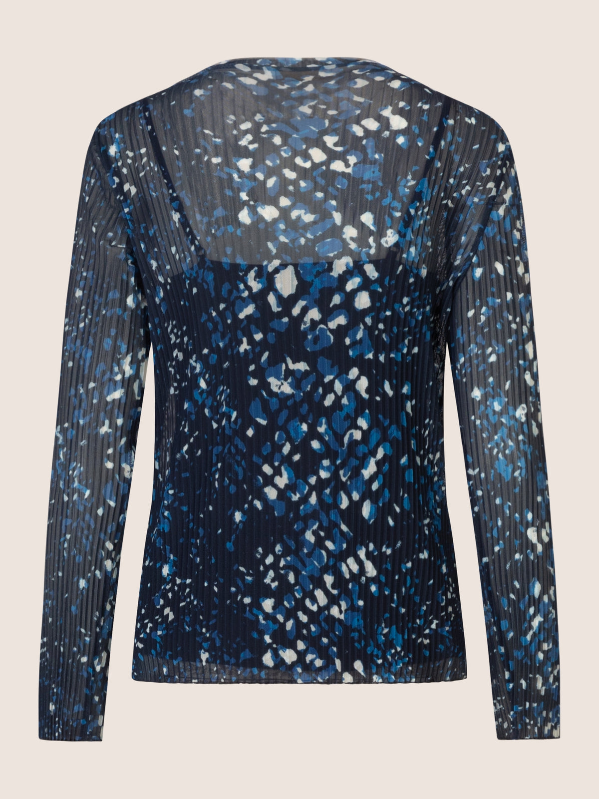 APART Plissee-Meshshirt mit Allover-Druck | nachtblau-multicolor