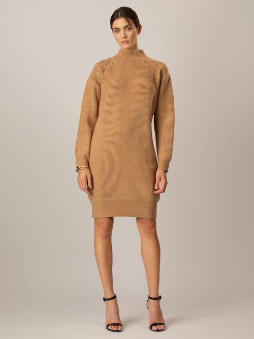 APART Oversized Strickkleid in Halbpatent gestrickt, aus einer soften Viskose- Mischung mi | cognac image 1