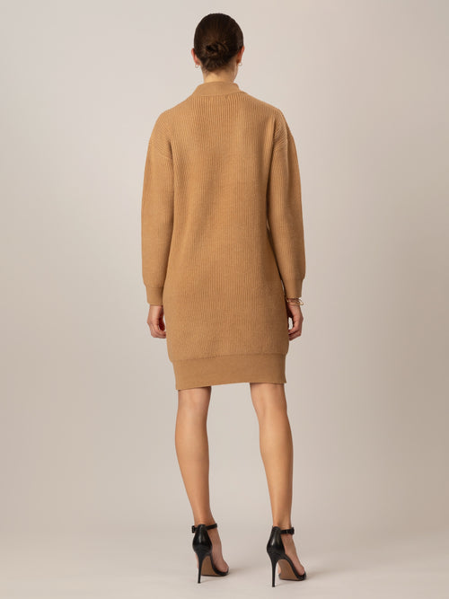 APART Oversized Strickkleid in Halbpatent gestrickt, aus einer soften Viskose- Mischung mi | cognac image 1