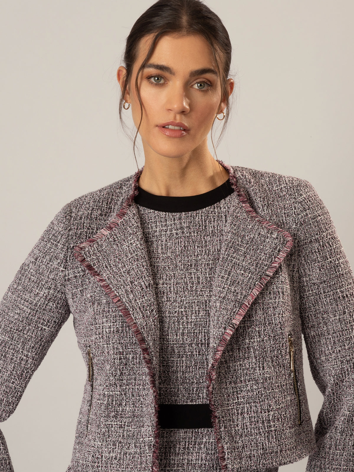 APART Blazer aus einem elastischen Boucle Jersey, mit metallisierenden Fasern durchwirkt | schwarz-multicolor