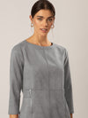 APART Jerseykleid in Velourleder- Optik | grau
